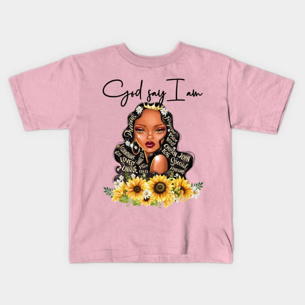 God say i'm beautiful blm queen Kids T-Shirt by GothicDesigns